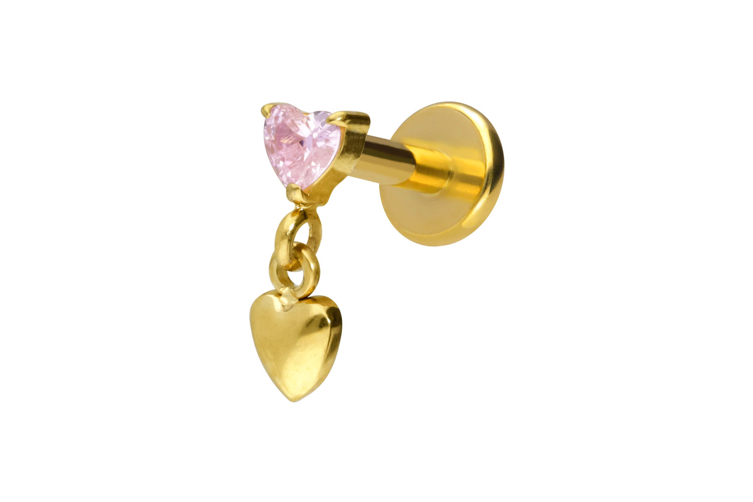 Titan Labret Piercing mit Innengewinde 2 HERZEN
